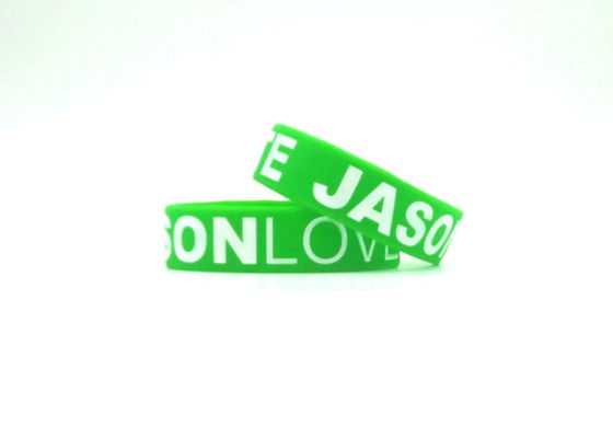 أساور الرياضة السيليكونية المملوءة بالشعار ، أشرطة مطاطية سيليكونية بيضاء / بنية المزود